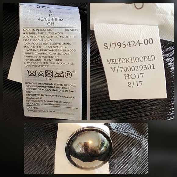 Banana Republic Mario Bellucci Peacoat S Women Melton Hooded Italian Wool Olive‎ - Picture 5 of 15